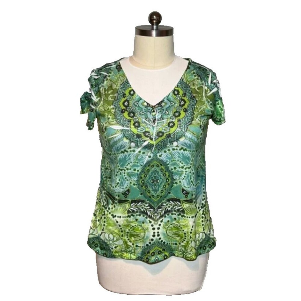 Style & Co | Teal and Blue Beaded Mandala Top L